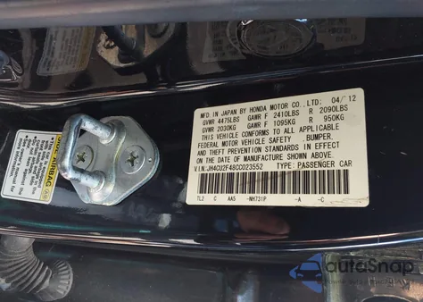 2012 Acura Tsx 2.4 from USA, damaged, VIN JH4CU2F48CC023552